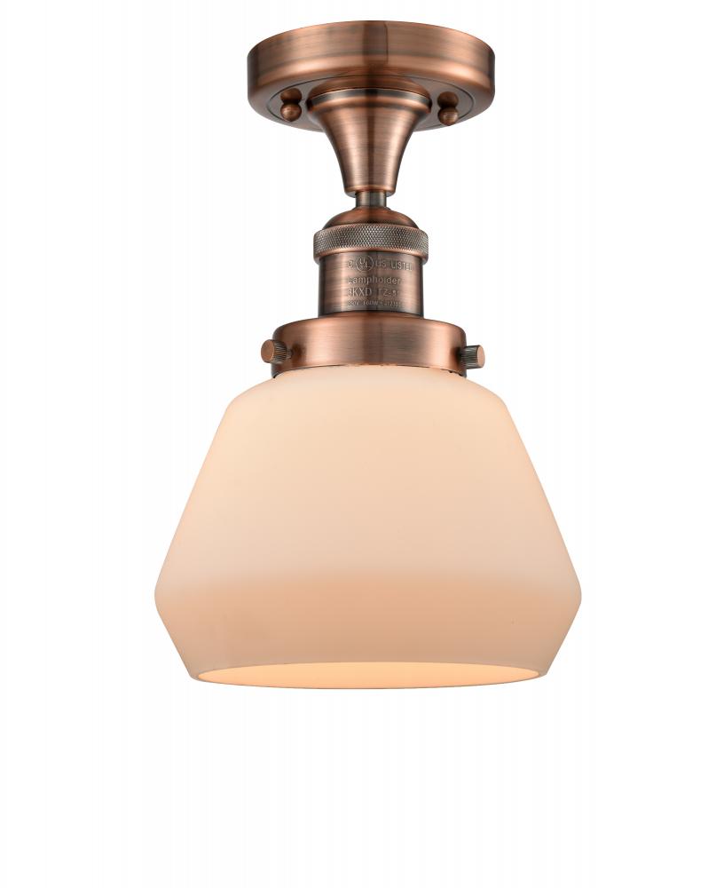 Fulton - 1 Light - 7 inch - Antique Copper - Semi-Flush Mount