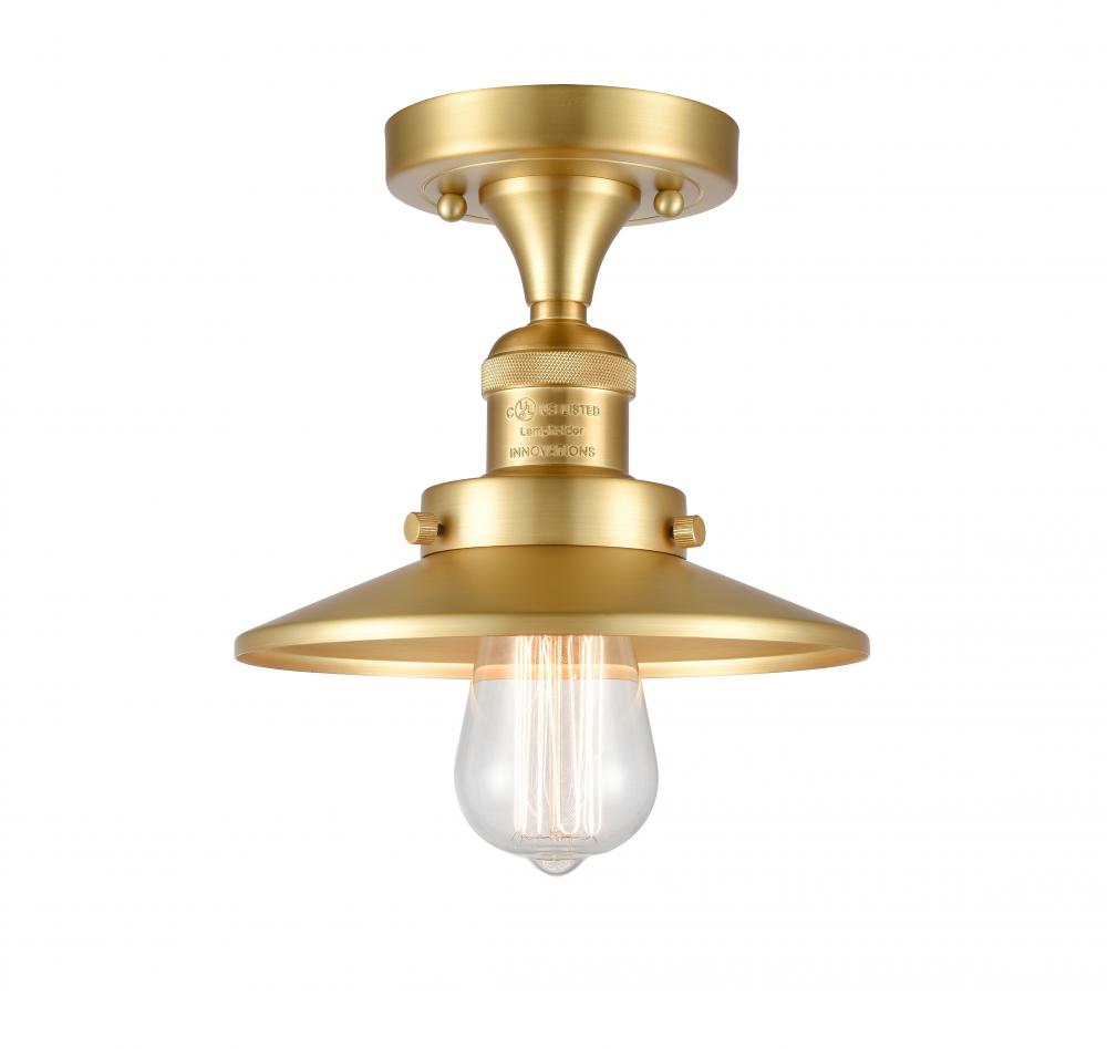 Railroad - 1 Light - 7 inch - Satin Gold - Semi-Flush Mount