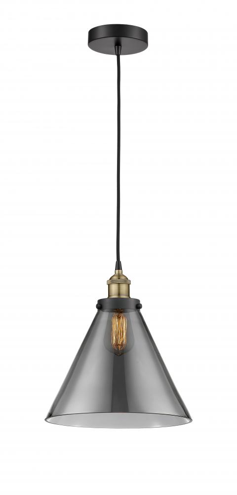 Cone - 1 Light - 12 inch - Black Antique Brass - Cord hung - Mini Pendant