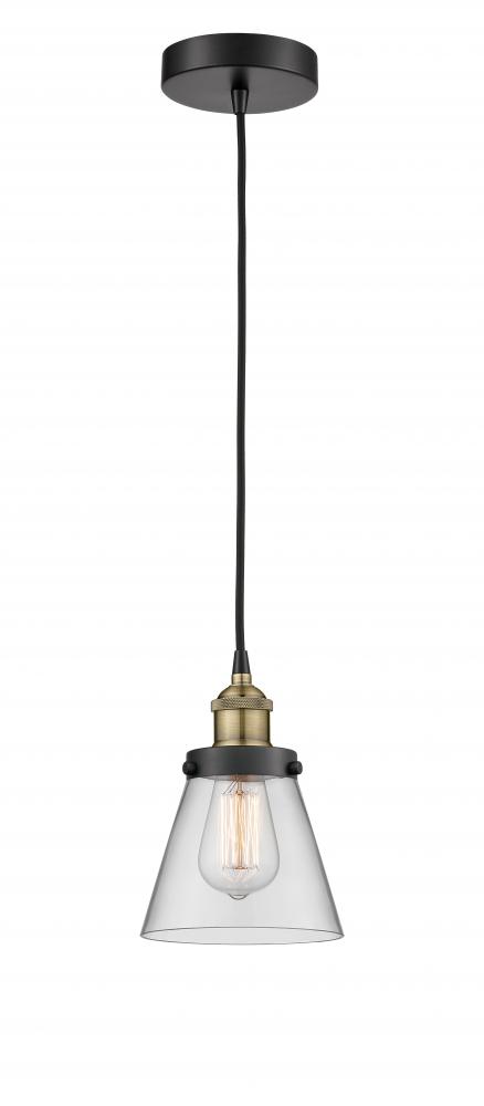 Cone - 1 Light - 6 inch - Black Antique Brass - Cord hung - Mini Pendant