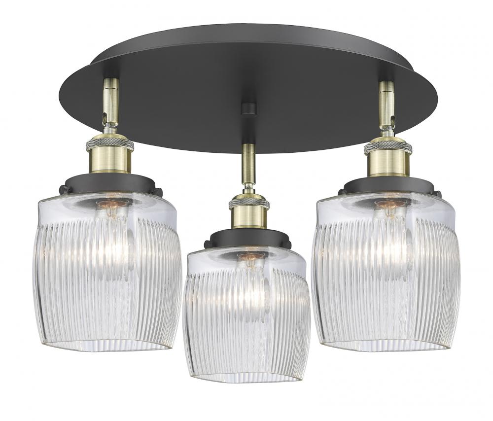 Colton - 3 Light - 17 inch - Black Antique Brass - Flush Mount