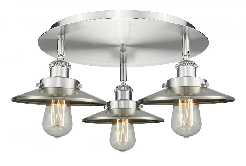 Edison - 3 Light - 20 inch - Satin Nickel - Flush Mount