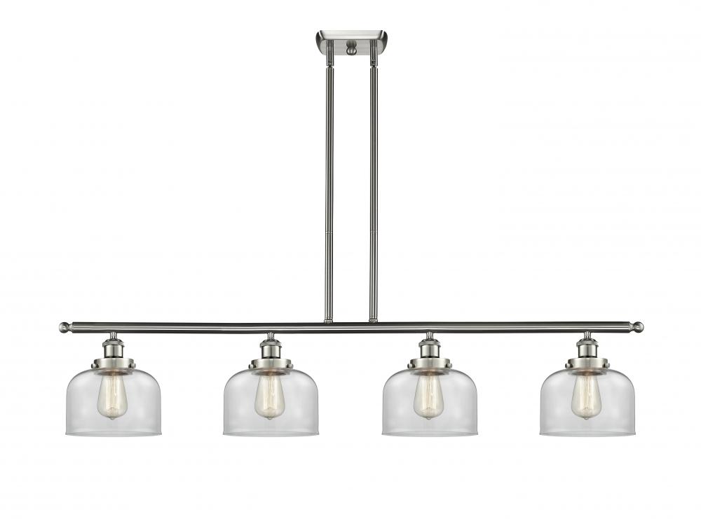 Bell - 4 Light - 48 inch - Brushed Satin Nickel - Stem Hung - Island Light