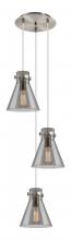 Innovations Lighting 113-410-1PS-SN-G411-8SM - Newton Cone - 3 Light - 16 inch - Brushed Satin Nickel - Multi Pendant