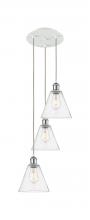 Innovations Lighting 113B-3P-WPC-GBC-84 - Berkshire - 3 Light - 15 inch - White Polished Chrome - Cord Hung - Multi Pendant