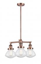 Innovations Lighting 207-AC-G324-LED - Olean - 3 Light - 19 inch - Antique Copper - Stem Hung - Chandelier