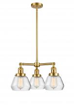 Innovations Lighting 207-SG-G172-LED - Fulton - 3 Light - 22 inch - Satin Gold - Stem Hung - Chandelier