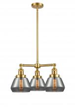 Innovations Lighting 207-SG-G173-LED - Fulton - 3 Light - 22 inch - Satin Gold - Stem Hung - Chandelier