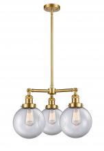 Innovations Lighting 207-SG-G202-8-LED - Beacon - 3 Light - 22 inch - Satin Gold - Stem Hung - Chandelier