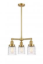 Innovations Lighting 207-SG-G513-LED - Bell - 3 Light - 19 inch - Satin Gold - Stem Hung - Chandelier