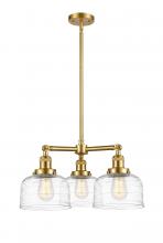 Innovations Lighting 207-SG-G713-LED - Bell - 3 Light - 22 inch - Satin Gold - Stem Hung - Chandelier