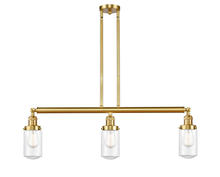 Innovations Lighting 213-SG-G312-LED - Dover - 3 Light - 37 inch - Satin Gold - Stem Hung - Island Light