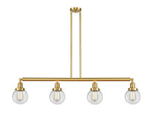 Innovations Lighting 214-SG-G202-6-LED - Beacon - 4 Light - 51 inch - Satin Gold - Stem Hung - Island Light