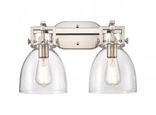 Innovations Lighting 411-2W-SN-G412-7CL - Newton Bell - 2 Light - 17 inch - Satin Nickel - Bath Vanity Light