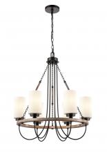 Innovations Lighting 442-6CR-BK-W-LED - Paladin - 6 Light - 25 inch - Matte Black - Chain Hung - Chandelier