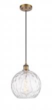 Innovations Lighting 516-1P-BB-G1215-10-LED - Athens Water Glass - 1 Light - 10 inch - Brushed Brass - Cord hung - Mini Pendant