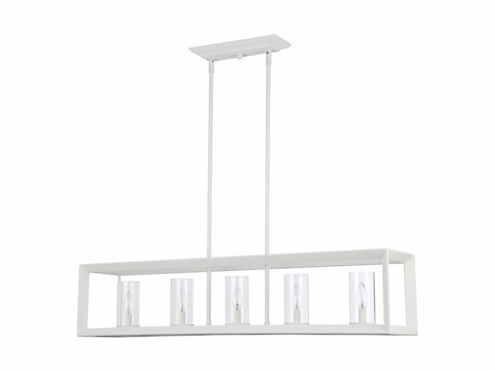 Smyth 5-Light Linear Pendant in Natural White with Clear Glass