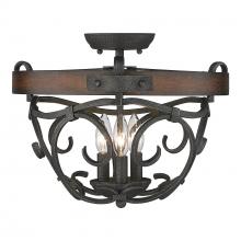 Golden 1821-3SF BI - Madera BI 3 Light Semi-Flush in Black Iron