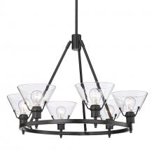 Golden 3306-6 BLK-CLR - Orwell 6-Light Chandelier in Matte Black with Clear Glass