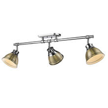 Golden 3602-3SF CH-AB - Duncan 3-Light Semi-Flush - Track Light in Chrome with Aged Brass