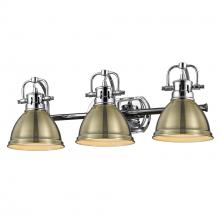 Golden 3602-BA3 CH-AB - Duncan 3 Light Bath Vanity in Chrome with an Aged Brass Shade