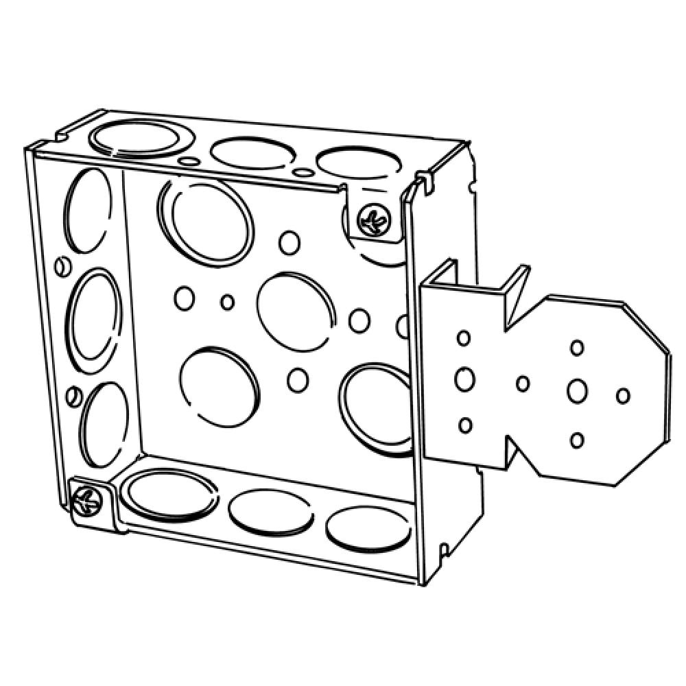 4 IN SQ OUTL BOX W/NL BRKT