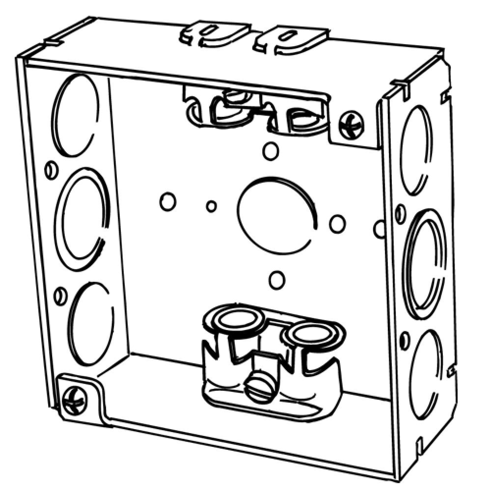 BOX 4 IN SQ 1-1/2D ARMD CBL ECNTRC KO