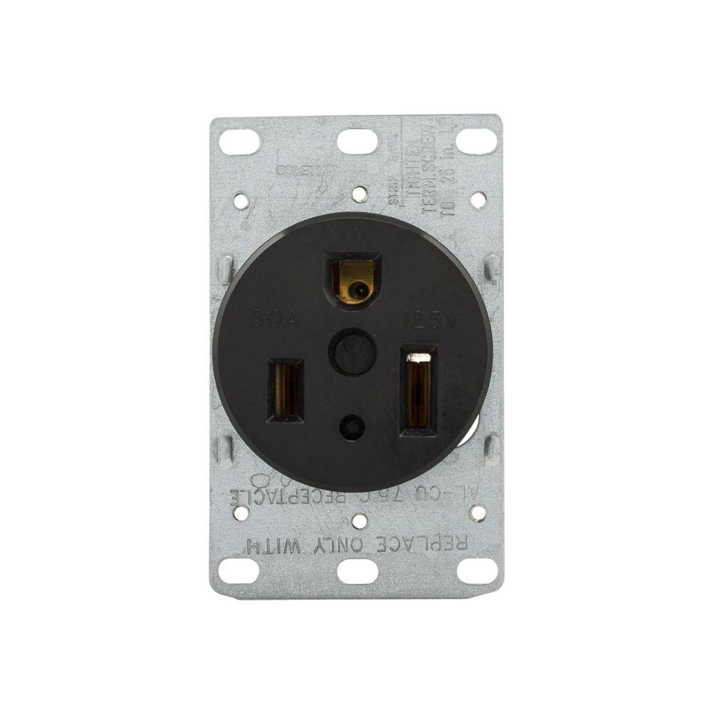 Recp Single Flush 50A 125V 2P3W BK