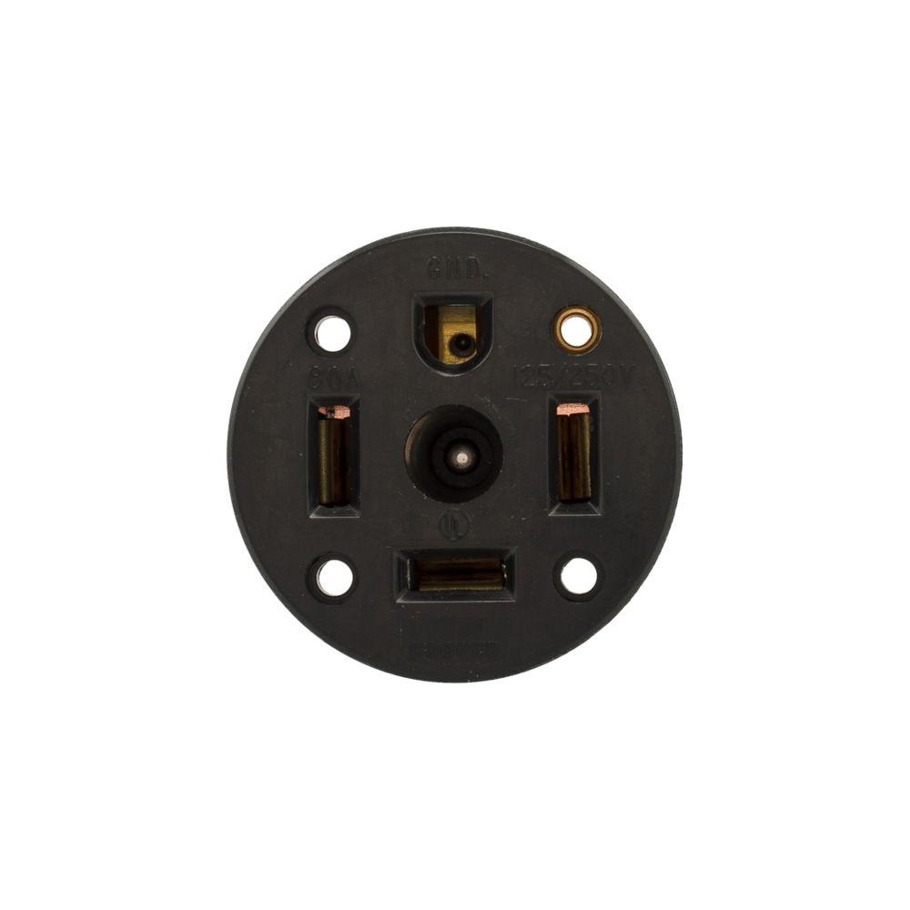 Recp Panel Mount 60A 125/250V 3P4W BK