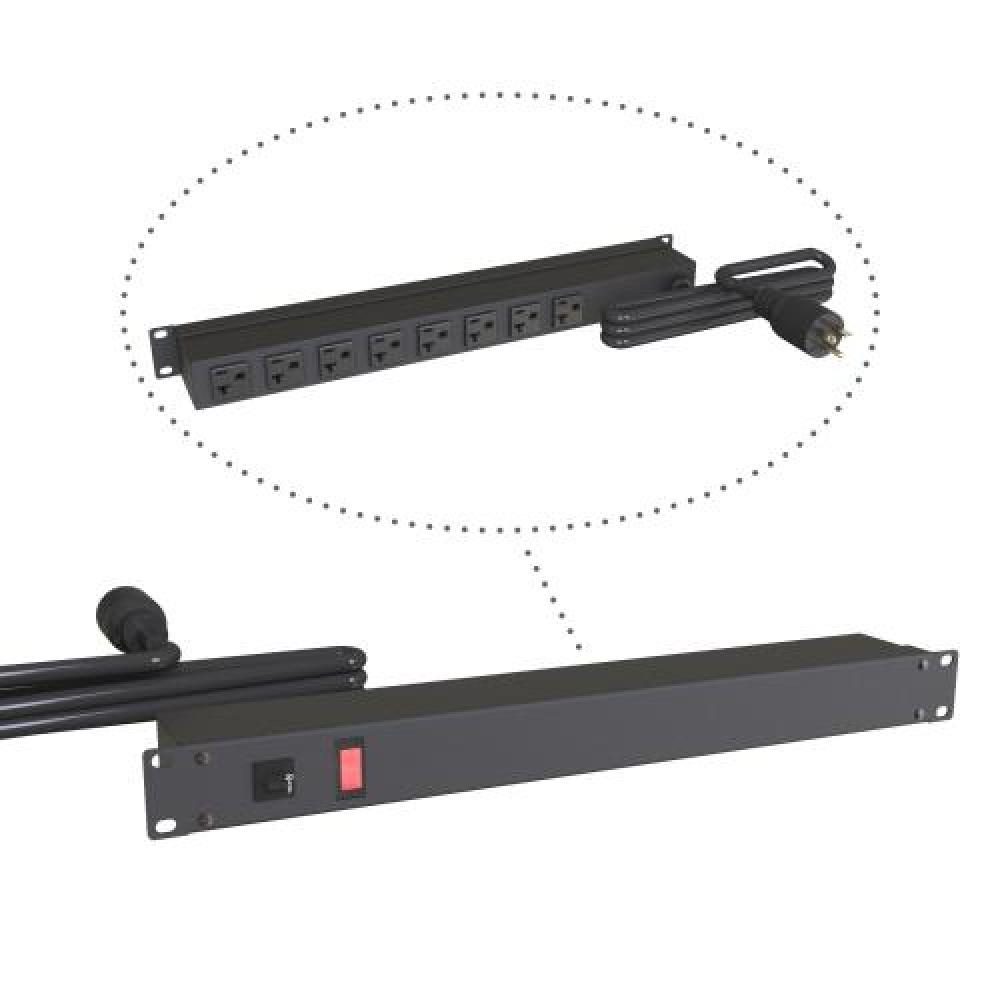 20A RACK MOUNT, 8 REC ON REAR