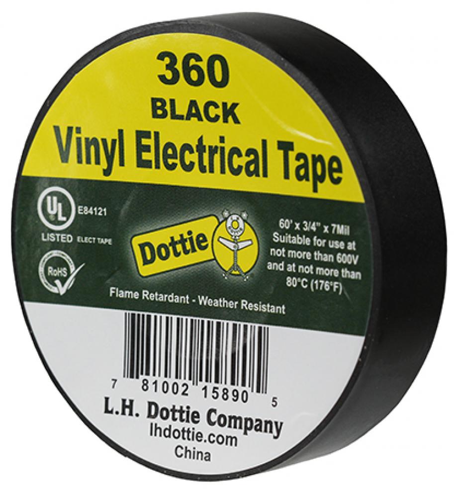 3/4" X 60' X 7 Mil. Electrical Tape (Bla