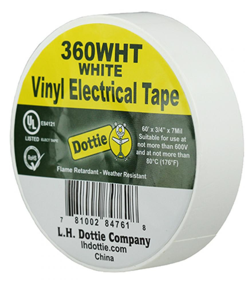 3/4" X 60' X 7 Mil. Electrical Tape (Whi