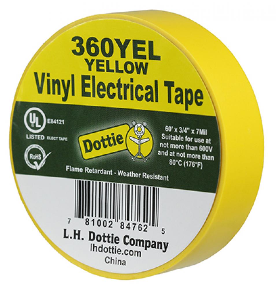 3/4" X 60' X 7 Mil. Electrical Tape (Yel