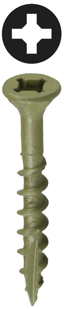 8 x 1-1/4" Deck Screw - Green - Phillips/Squ