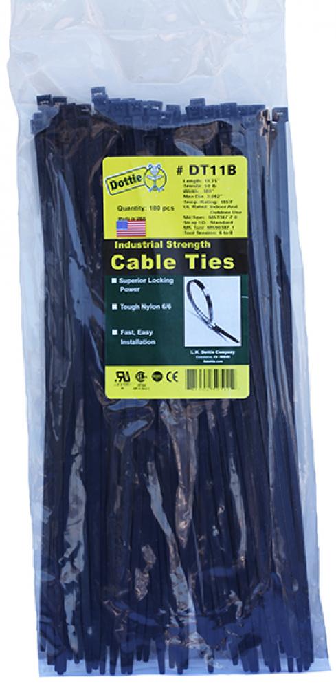 11" Cable Ties U.V. Black Standard Duty Bent