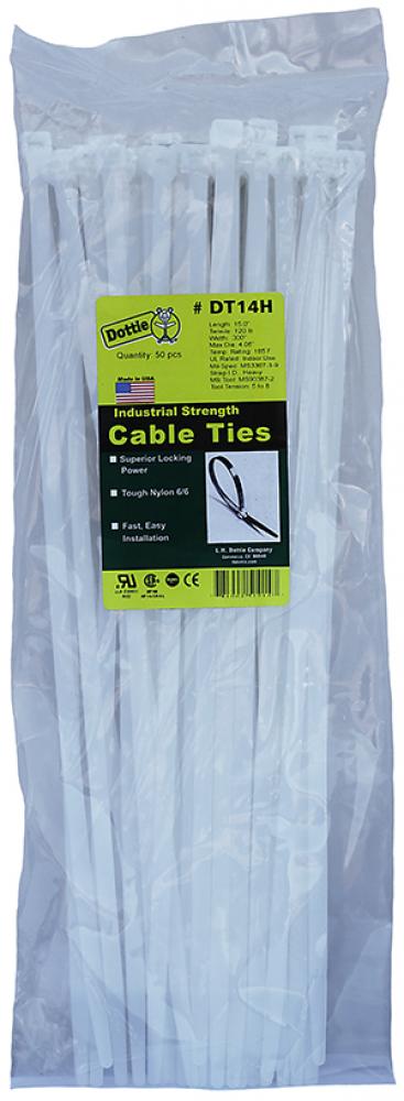 15" Cable Ties Natural Heavy Duty Straight T