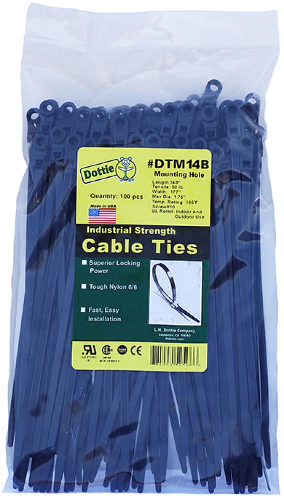 14" Cable Ties Mounting U.V Black Heavy Duty