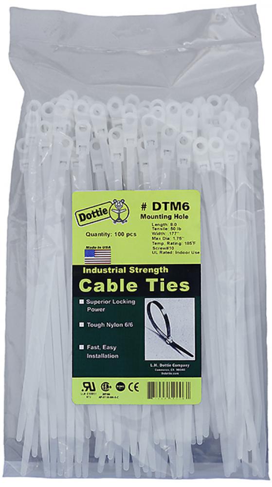 7" Cable Ties Mounting Natural Heavy Duty Be