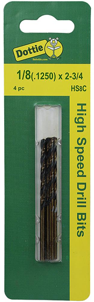 Carded 4 pack - 1/8" High Speed Steel Drills