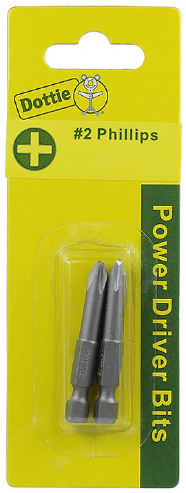 Carded 2 pc. #2 X 3" Phillips Power Bit