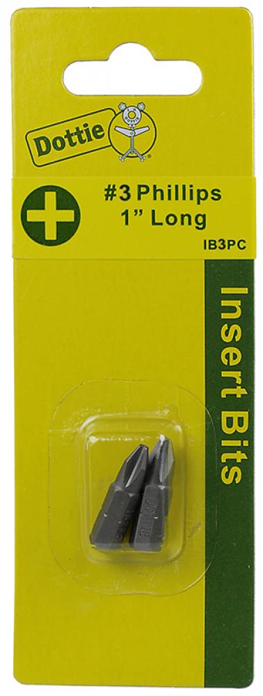 Carded 2 pc. #3 X 1" Phillips Insert Bit