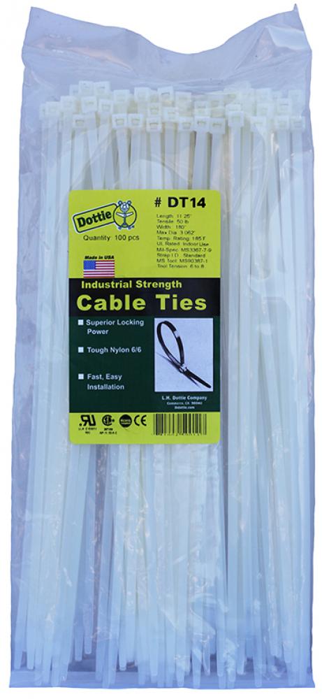 14" Cable Ties Natural Standard Duty Bent Ti