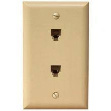 Morris 86020 - Dbl RJ11 6 Cndtr Ph1 Jack WallPlat Ivory