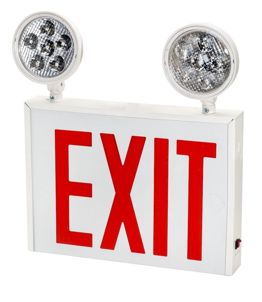 3PK STEEL LED RED EXIT & EMERGENCY COMBO-NYC