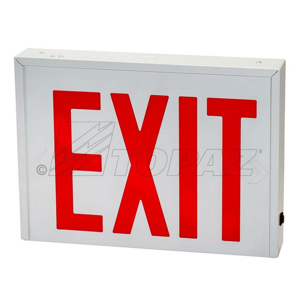 4PK STEEL LED RED EXIT, NYC APPROVED