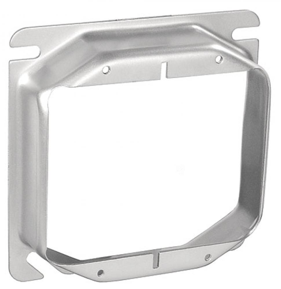 SS 4 Sq Two Gang Device Ring 1in Raised