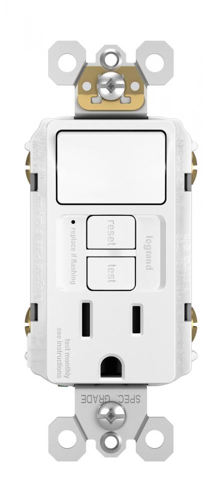 RADIANT SLF TST TR GFCI/SWIT 15A 125V WH