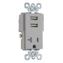 Legrand-Pass & Seymour TR5361USBGRY - 20A TR SPEC GRD W/2.1A USB CHRG GY