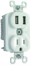 Legrand-Pass & Seymour TM-88USBWCC6 - 3.1A USB + SINGLE 15A WH