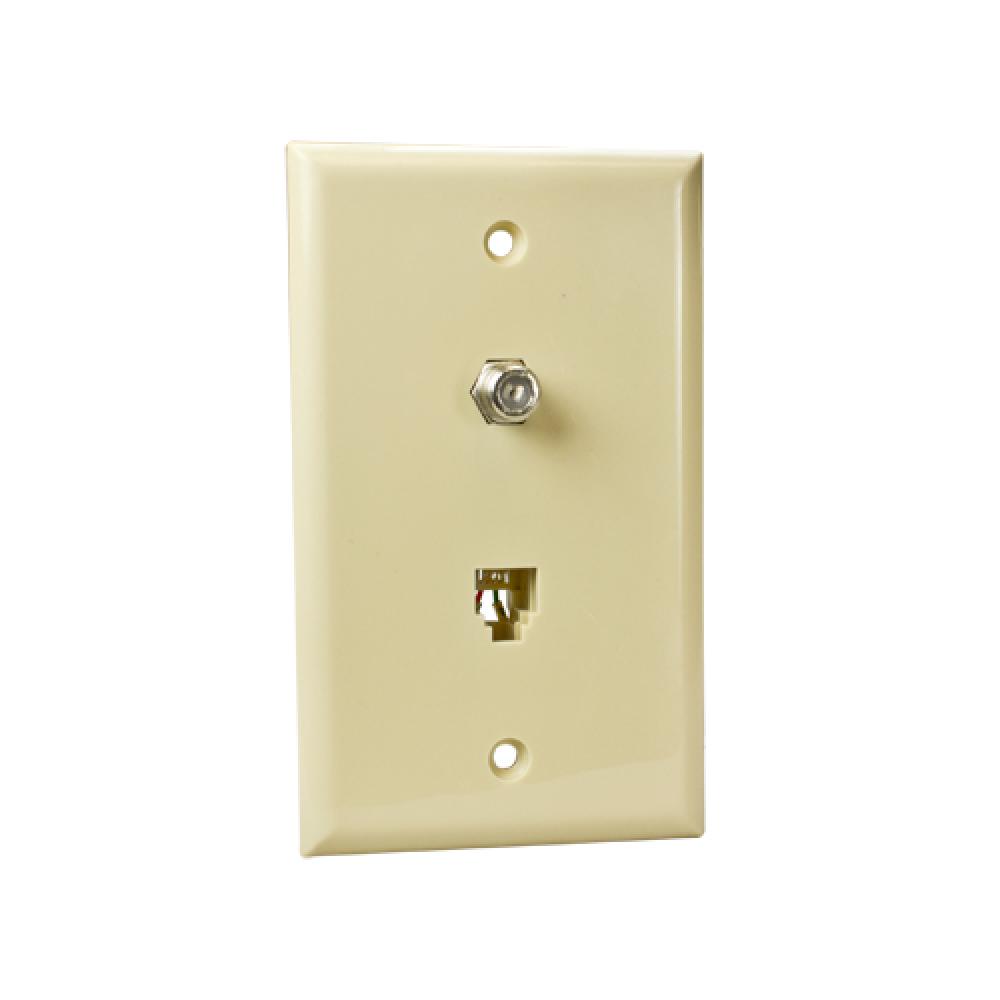 Wall Plate 1xRJ14 1xF81 1 Gang Ivory